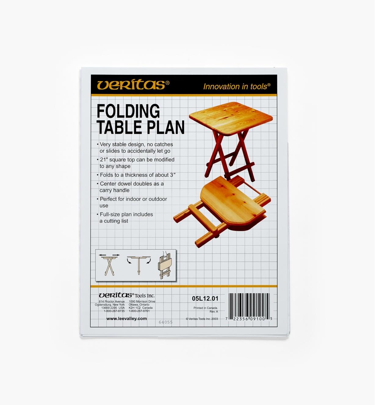 05L1201 - Folding Table Plan