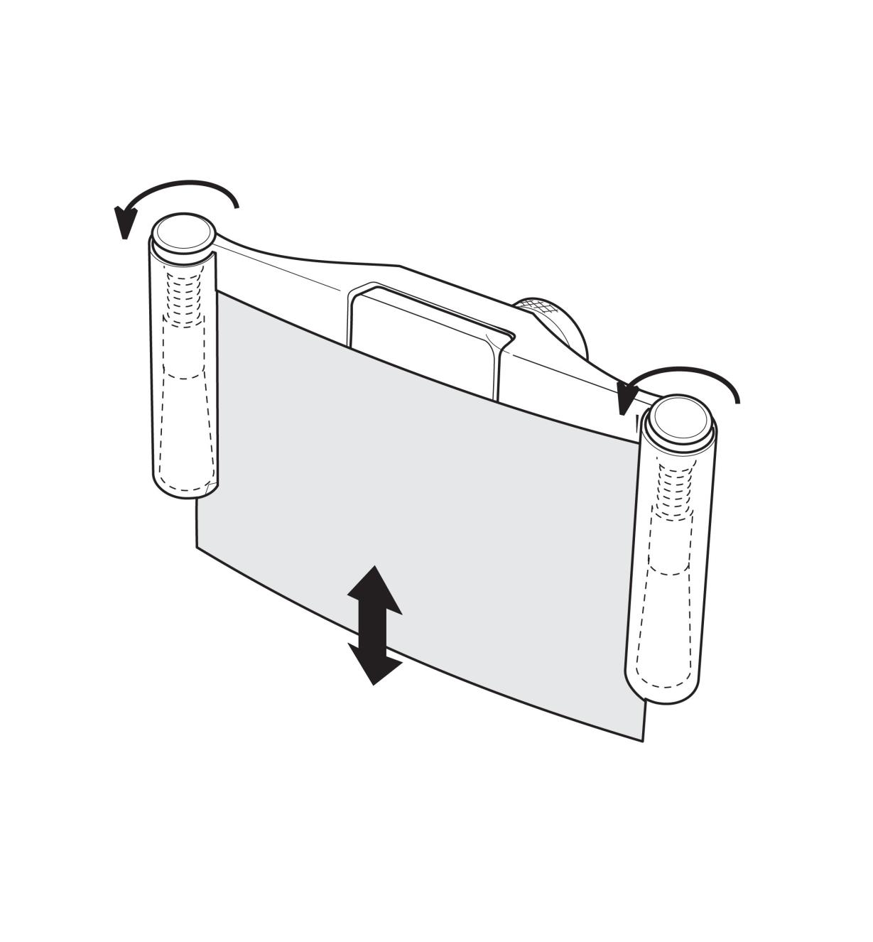 Illustration showing how to adjust the height of the blade in the holder