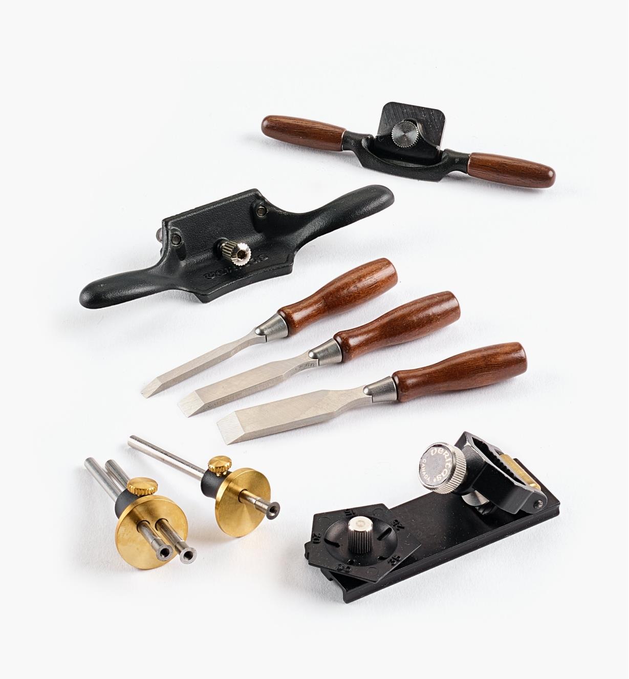 05P8272 - Mini Tools Set of 5 (Spokeshave, Scraper, Gauges, Chisels, Honing Guide)